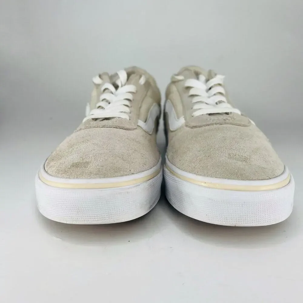 Vans Old Skool Canvas Suede Low Top Skate Sneakers Shoes Beige Grey Women 8.5 - Picture 2 of 13